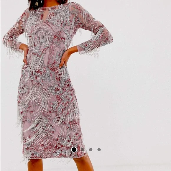 ASOS | Dresses | Rose Gold Silver Sequins Fringe Dress | Poshmark
